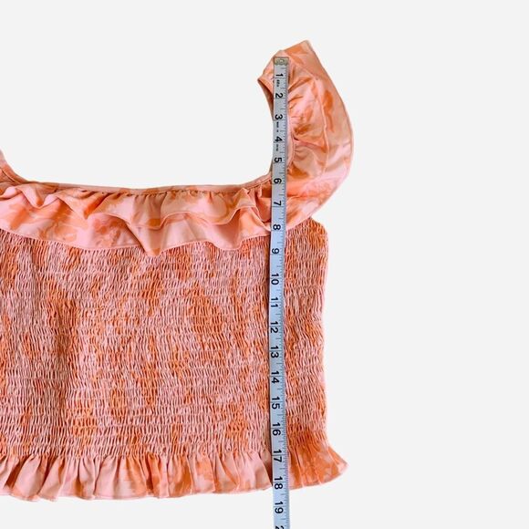 Pansee Women’s Ribbed Cropped Ruffle Trim Off The Shoulder Boho Top Size XL - Picture 8 of 8